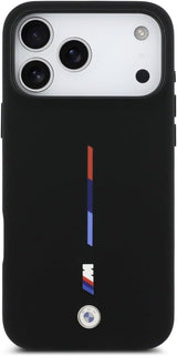 BMW M Series Silicone Tricolor Line Case with MagSafe for iPhone 17 Pro Max 6.9" Black - BMHMP17X25SITMIK