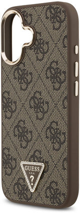 Guess PU Leather 4G Triangle Logo Gold Frame Case with MagSafe for iPhone 17 6.3" Brown - GUHMP17SP4GTDGMW