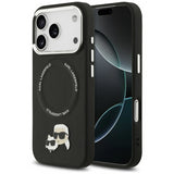 Karl Lagerfeld Karl & Choupette Metal Pin Hard Case with MagSafe for iPhone 17 Pro Max 6.9" Black - KLHMP17XPSMLRKCK