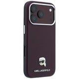 Karl Lagerfeld Grained Karl Head Metal Logo Case with MagSafe for iPhone 17/18 Pro 6.3" Burgundy - KLHMP18L6PSKHLR