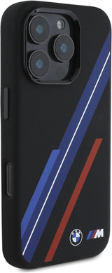 BMW M Series Silicone Random Lines Case with MagSafe iPhone 16 Pro 6.3" Black - BMHMP16L23SSPK