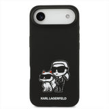 Karl Lagerfeld Liquid Silicone Karl and Choupette Sketch Case with MagSafe for iPhone 17 Air 6.5" Black - KLHMP17MSKCGRGOK