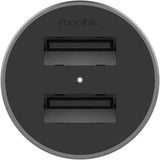 Mophie 24W 2.4 Amp Dual USB A Car Charger Aluminium Silver - 409903476