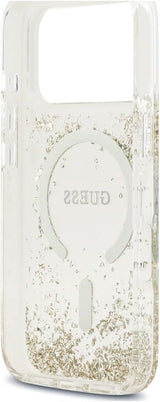 Guess Resin Bottom Glitter Case with MagSafe for iPhone 17/18 Pro 6.3" Clear Gold - GUHMP18LRGRGED