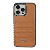 Audi Synthetic Leather Hard Case with MagSafe for iPhone 15 Pro 6.1" Brown - AU-TPUPCMIP15P-GT/D3-BN