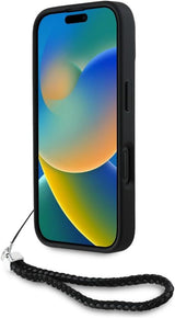 Karl Lagerfeld Quilted Initial Logo with Chain Strap Case for iPhone 16 6.1" Black - KLHCP16SPSQSKLSMSK