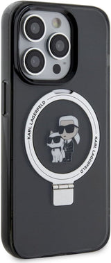 Karl Lagerfeld Karl & Choupette with MagSafe & Ring Stand for iphone 15 Pro 6.1" Black - KLHMP15LHMRSKCK