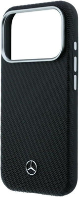 Mercedes Leather Semi Wrap Wood Effect Case with MagSafe for iPhone 17/18 Pro Max 6.9" Black - MEHMP18X25PFWWPK