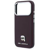 Karl Lagerfeld Grained Karl Head Metal Logo Case with MagSafe for iPhone 17/18 Pro 6.3" Burgundy - KLHMP18L6PSKHLR