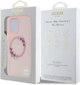 Guess IML Flowers Wreath Case with MagSafe for iPhone 16 Pro Max 6.9" Pink - GUHMP16XHFWFCP
