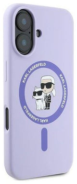Karl Lagerfeld Liquid Silicone Karl & Choupette Case with MagSafe for iPhone 16 6.1" Purple - KLHMP16SSCMKCRHU