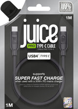 Juice 1M 4.0 USB C to C Charge & Sync Cable Black - JUI-CABLE-TYPEC-4.0-1M-RND-ECO-BLK