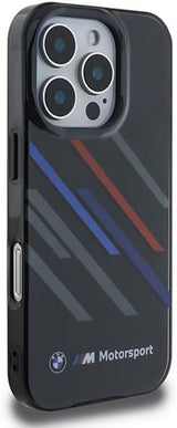 BMW Motorsport IML Random Stripes Case with iPhone 16 Pro 6.3" Black - BMHCP16L23HTRAK