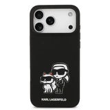 Karl Lagerfeld Liquid Silicone Karl and Choupette Sketch Case with MagSafe for iPhone 17 Pro Max 6.9" Black - KLHMP17XSKCGRGOK
