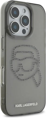 Karl Lagerfeld IML Rhinestones Karl Head Case for iPhone 16 Pro 6.3" Black - KLHCP16LHKHDCELK