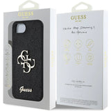 Guess PU Fixed Glitter 4G Metal Logo Case for iPhone 16e 6.1" Black - GUHCPSE4HG4SGK