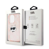 Karl Lagerfeld IML Choupette Head & Monogram Case for iPhone 15 Pro Max 6.7" Pink - KLHCP15XHKLPCHP