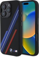 BMW M Series Silicone Random Lines Case with MagSafe iPhone 16 Pro 6.3" Black - BMHMP16L23SSPK