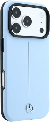 Mercedes Leather Semi Wrap Iconic Line Case with MagSafe for iPhone 17/18 Pro 6.3" Blue - MEHMP18L25PFWSTB