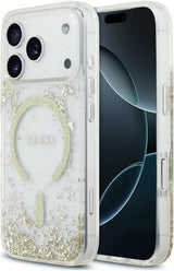 Guess Resin Bottom Glitter Case with MagSafe for iPhone 17/18 Pro 6.3" Clear Gold - GUHMP18LRGRGED