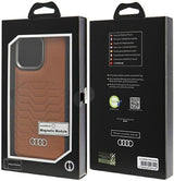 Audi Synthetic Leather Hard Case with MagSafe for iPhone 15 Pro Max 6.7" Brown - AU-TPUPCMIP15PM-GT/D3-BN