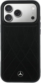 Mercedes Benz Crossed Lines Leather Case with MagSafe for iPhone 17 Pro 6.3" Black - MEHMP17L25PSECLK