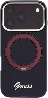 Guess IML Ring Stand 360 Script Metal Logo Case with MagSafe for iPhone 17/18 Pro Max 6.9" Burgundy - GUHMP18X6HCCMSU