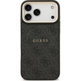 Guess PU Leather 4G Gold Frame Case with MagSafe for iPhone 17 Pro Max 6.9" Black -GUHMP17XP4MSEGCK