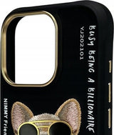 Nimmy Glasses Cool Dog Case for iPhone 16 Pro Max 6.9" Black - N-YJ-iP16-Pro-Max-01