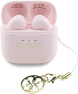 Guess Glossy Effect Printed Classic Logo & Charm TWS Earphones Pink - GUTWSXMCCLP