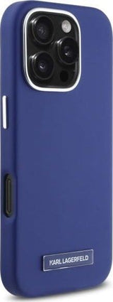 Karl Lagerfeld FW Metal Plate Case with MagSafe for iPhone 16 Pro Max 6.9" Case Blue - KLHMP16XPGMSRPB