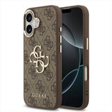 Guess PU Leather 4G Big Logo Gold Frame Case for iPhone 17 6.3" Brown - GUHCP17S4GMGCBR
