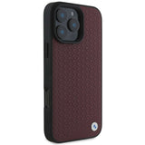 BMW Sign Leather Diamond Metal Logo Case with MagSafe for iPhone 16 Pro Max 6.9" Red - BMHMP16X23RDDR