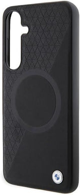 BMW Signature Leather Half Textured and Circle with MagSafe Hard Case for Samsung Galaxy S24 6.2" Black - BMHMS24S23RTPK