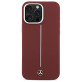 Mercedes Benz Silicone White Stripe Case with MagSafe for iPhone 16 Pro Max 6.9" Red - MEHMP16X23SUMSR