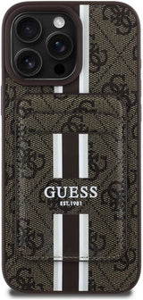 Guess 4G Stripes Case with MagSafe Wallet for iPhone 16 Pro Max 6.9" Brown - GUBPHCP16XP4RPSW