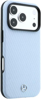 Mercedes Leather Semi Wrap Wood Effect Case with MagSafe for iPhone 17/18 Pro Max 6.9" Blue - MEHMP18X25PFWWPB