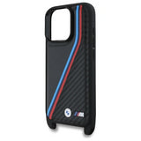 BMW M Series Carbon Tricolor Lines & Strap Case for iPhone 16 Pro Max 6.9" Black - BMHCP16X23PSVTK