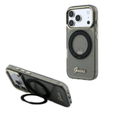 Guess IML Ring Stand 360 Script Metal Logo Case with MagSafe for iPhone 17/18 Pro 6.3" Black - GUHMP18L6HCCMSK