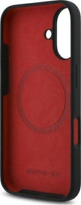 Mercedes Benz AMG Checkered Flag Pattern Case with MagSafe for iPhone 16 6.1" Black & Red - AMHMP16S2SCFR