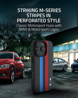 BMW M Performance Tricolor Printed Stripes Case with MagSafe for iPhone 16 Pro Max 6.9" Black - BMHMP16X23PUPTK