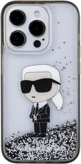 Karl Lagerfeld Liquid Glitter Ikonik Hardcase for iphone 15 Pro 6.1" Transparent - KLHCP15LLKKNSK
