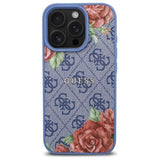 Guess 4G Flower Printed Hardcase with MagSafe for iPhone 16 Pro 6.3" Blue - GUHMP16LP4ROPEMCB