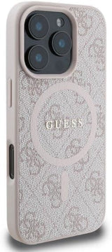 Guess Leather 4G Ring Classic Logo Hardcase with MagSafe for iphone 16 Pro 6.3" Pink- GUHMP16LG4GFRP