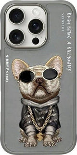 Nimmy Glasses Cool Dog Case for iPhone 16 Pro Max 6.9" Grey - N-YJ-iP16-Pro-Max-01-B