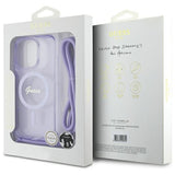 Guess Crossbody Cord Script Case with MagSafe for iPhone 16 Pro 6.3" Purple - GUHMP16LHCTSGNSU