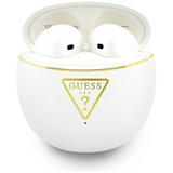 Guess Gold Line Triangle Logo TWS Earphone with Charging Case White - GUTWSA15HETH