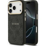 Guess PU Leather 4G Gold Frame Case with MagSafe for iPhone 17 Pro 6.3" Black -GUHMP17LP4MSEGCK