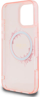 Guess IML Flowers Wreath Case with MagSafe for iPhone 16 Pro Max 6.9" Pink - GUHMP16XHFWFCP