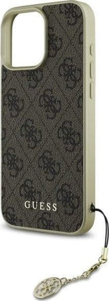 Guess 4G Charms Collection Case for iPhone 16 Pro 6.3" Brown - GUHCP16LGF4GBR